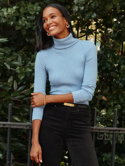 J.mclaughlin Women's Arlette Turtleneck Top Light Chambray In Blue