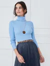 J.mclaughlin Women's Arlette Turtleneck Top Light Heather Blue In Blue