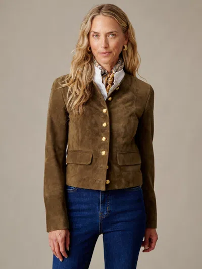 J.mclaughlin Women's Averill Suede Jacket Soft Olive In Brown