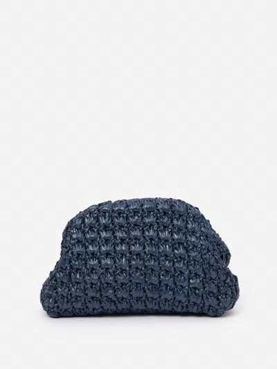 J.mclaughlin Women's Bambi Hand Crochet Clutch Nautical Navy | Cotton/raffia In Blue