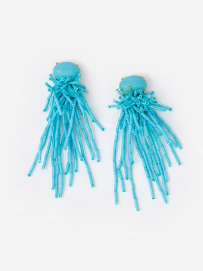 J.mclaughlin Women's Beaded Tassel Earrings Turquoise