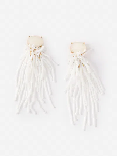 J.mclaughlin Women's Beaded Tassel Earrings White