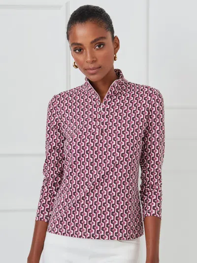 J.mclaughlin Women's Bedford Top In Arched Hall Raspberry/brown In Pink