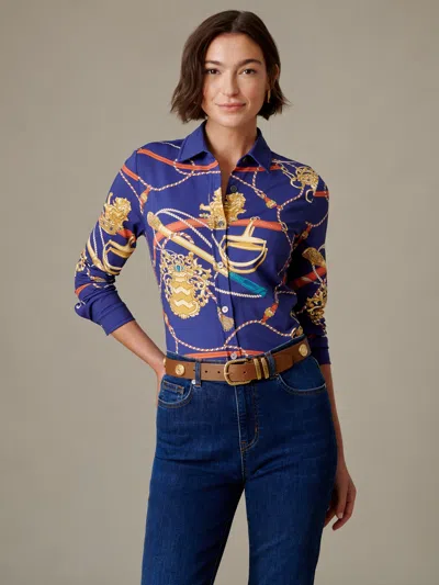 J.mclaughlin Women's Betty Shirt In Downing Street Court Navy In Blue