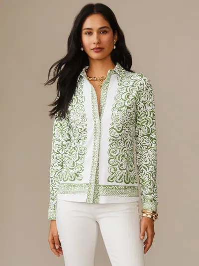 J.mclaughlin Women's Betty Shirt In Faiz Edge White/green