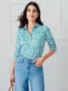 J.mclaughlin Women's Betty Shirt In Geo Maze Off White/blue/green In Blue