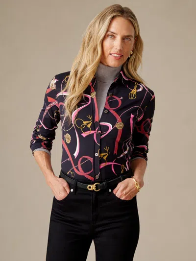 J.mclaughlin Women's Betty Shirt In Neo Sinclair Heraldic Black/red/gold