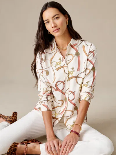 J.mclaughlin Women's Betty Shirt In Neo Sinclair Heraldic Cream/terracotta