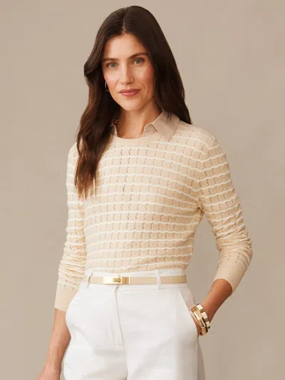 J.mclaughlin Women's Brenna Sweater In Stripe Oatmeal/off White
