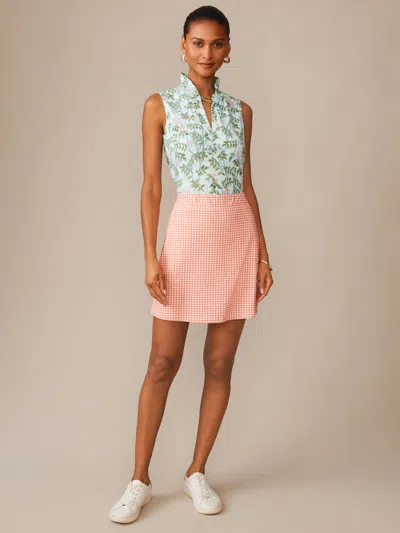J.mclaughlin Women's Briana Skort In Midi Cabana Gingham White/coral In Multi