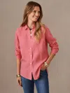 J.mclaughlin Women's Britt Linen Shirt Coral Rose In Pink