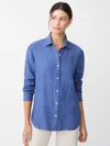 J.mclaughlin Women's Britt Linen Shirt Dark Chambray In Blue
