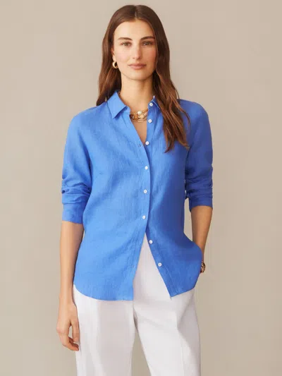 J.mclaughlin Women's Britt Linen Shirt French Blue