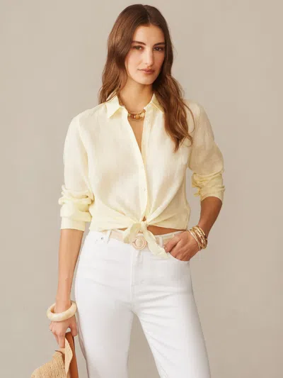 J.mclaughlin Women's Britt Linen Shirt Lemon In Yellow