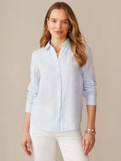 J.mclaughlin Women's Britt Linen Shirt Sky Blue