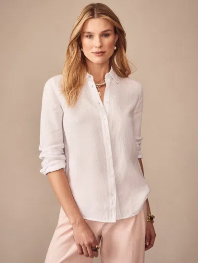 J.mclaughlin Women's Britt Linen Shirt White