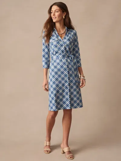 J.mclaughlin Women's Brynn Dress In Essex Geo Medium Blue/navy