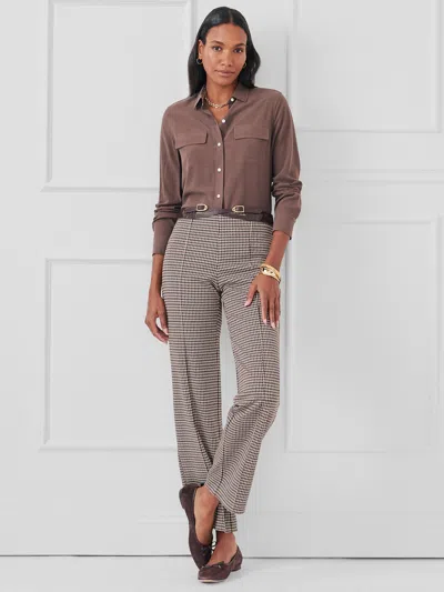 J.mclaughlin Women's Calder Pants In Houndstooth Jacquard Cream/brown/black