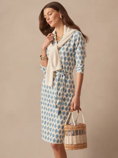 J.mclaughlin Women's Calla Dress In Mini Beekeeper Light Blue/gold