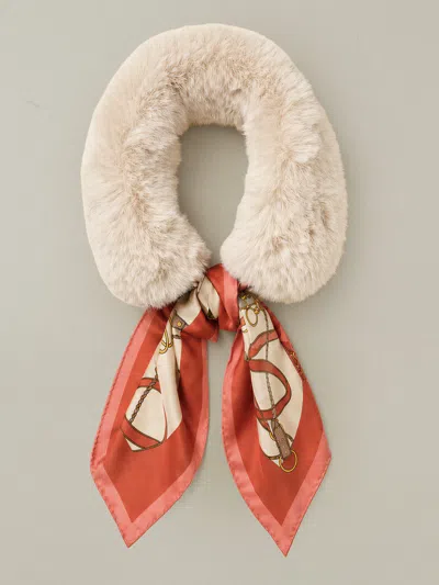 J.mclaughlin Women's Camille Faux Fur Neckwarmer In Neo Sinclair Square Cream | Silk In Multi