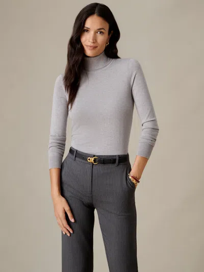 J.mclaughlin Women's Camille Silk Blend Turtleneck Top Heather Slate In White