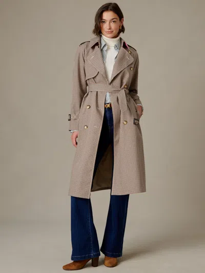 J.mclaughlin Women's Campbell Trench Coat In Check Khaki/brown