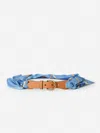 J.mclaughlin Women's Carla Scarf Belt In Buckhead Belt Texture Denim/tan | Denim/leather In Blue