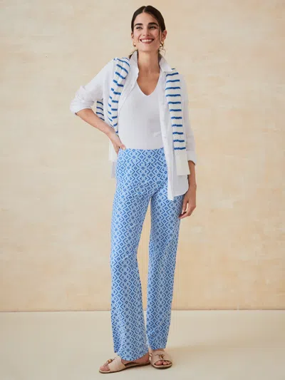 J.mclaughlin Women's Carmel Pants In Quilted Diamond White/blue/navy In Multi