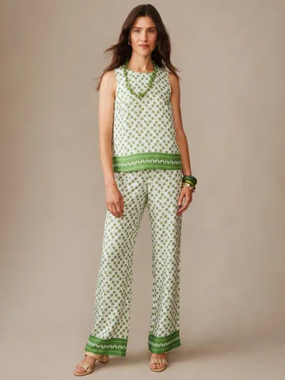 J.mclaughlin Women's Carter Silk Blend Pants In Mythic Geo Border White/green