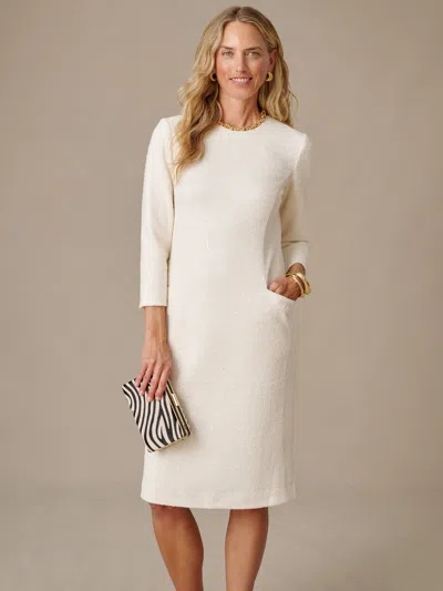 J.mclaughlin Women's Catalyst Sequin Knit Boucle Dress Parchment