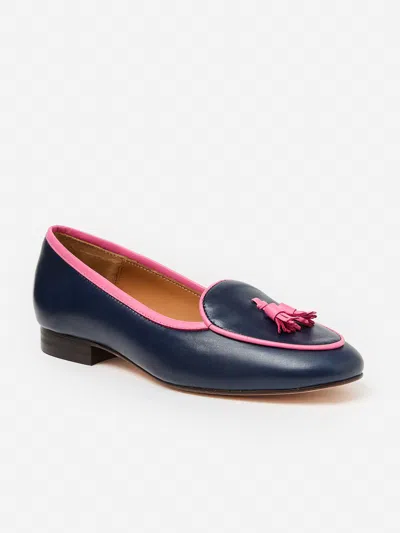 J.mclaughlin Women's Cecily Leather Loafers Navy/pink In Multi