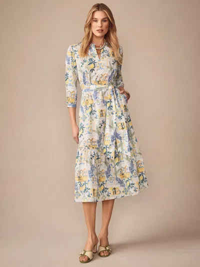 J.mclaughlin Women's Cerina Dress In Amalfi Coast Light Blue/yellow In Green