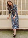 J.mclaughlin Women's Cerina Dress In Garden Dance Off White/navy In Multi