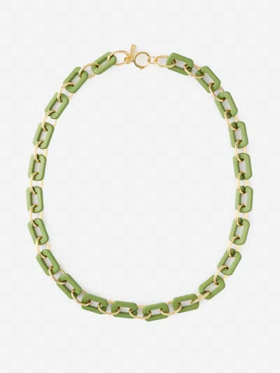 J.mclaughlin Women's Chain Link Necklace Green/gold In Neutral