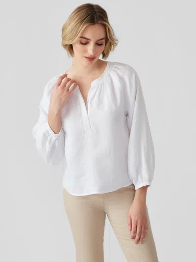J.mclaughlin Women's Chandra Linen Blouses White