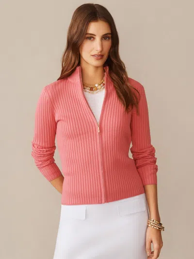 J.mclaughlin Women's Clemence Zip Cardigan Azalea Pink