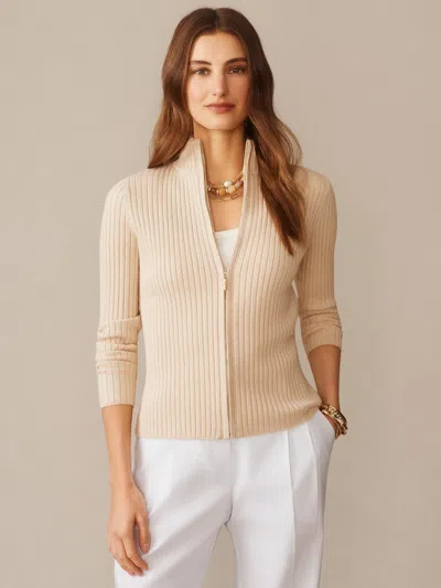J.mclaughlin Women's Clemence Zip Cardigan Heather Oatmeal In Neutral