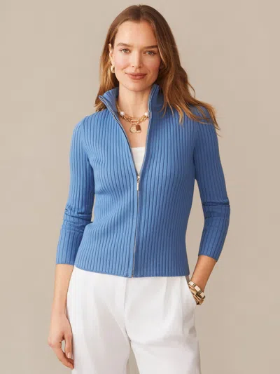 J.mclaughlin Women's Clemence Zip Cardigan Seaside Blue