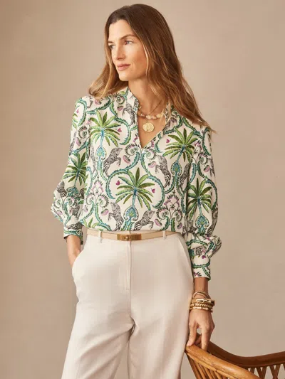 J.mclaughlin Women's Clover Blouse In Zebra Isle Off White In Neutral
