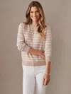 J.mclaughlin Women's Colette Cashmere Sweater In Stripe Oatmeal/ivory In Neutral