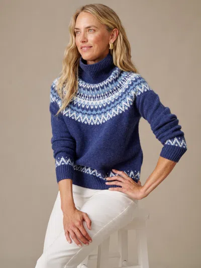 J.mclaughlin Women's Cortina Cashmere Turtleneck Top In Fairisle Denim/blue
