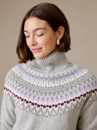 J.mclaughlin Women's Cortina Cashmere Turtleneck Top In Fairisle Gray