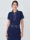 J.mclaughlin Women's Court Cap Sleeve Polo With Trim Winter Navy In Blue
