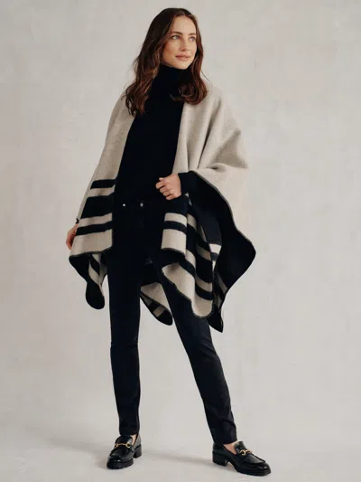 J.mclaughlin Women's Deanna Reversible Wrap In Color Block Black/off White | Cashmere/wool In Neutral