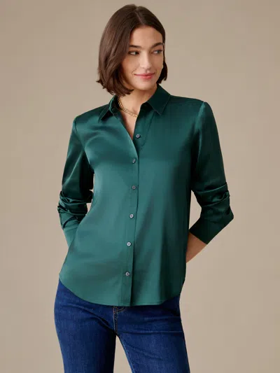 J.mclaughlin Women's Denver Satin Shirt Pine