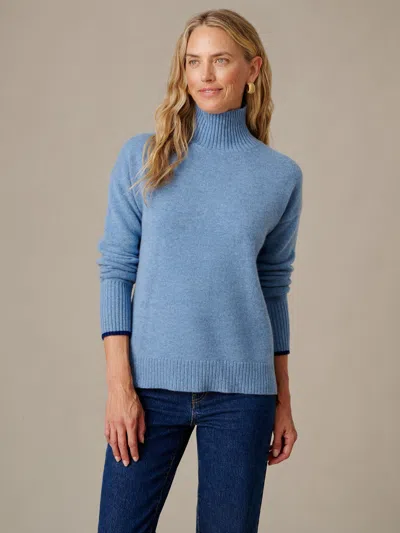 J.mclaughlin Women's Dina Cashmere Turtleneck Top Sea Blue