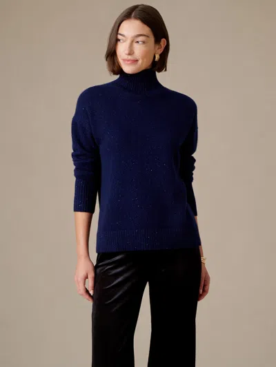 J.mclaughlin Women's Dina Sequin Cashmere Turtleneck Top Navy