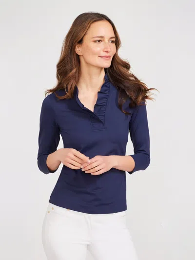 J.mclaughlin Women's Durham Ruffle Top Winter Navy In Blue