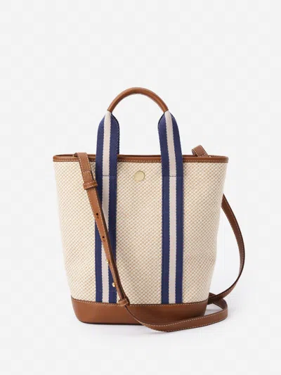 J.mclaughlin Women's Emery Canvas Mini Tote Natural/navy | Cotton/linen/leather In Neutral