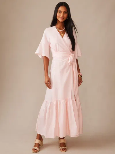 J.mclaughlin Women's Emily Linen Blend Wrap Dress Light Blush Pink